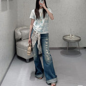 DIOR 25S RIPPED WIDE-LEG PANTS 705