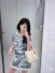 DIOR 25S SHORT-SLEEVE PATTERNED KNIT TOP 701