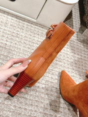 HILONA 6 CM ANKLE BOOTS IN BRONZE BROWN CALFSKIN AND SUEDE