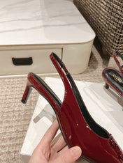 HIGH SLINGBACKS 5 CM IN RUBY RED PATENT CALFSKIN
