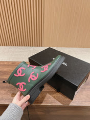 CC RAIN BOOTS GREEN FOREST TPU WITH PINK LOGO