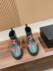 CC RAIN BOOTS GREEN FOREST TPU WITH PINK LOGO