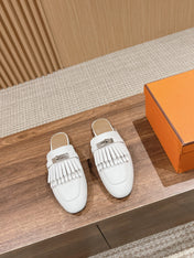 OZ Mule Fringed White