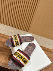 DIOR 26S SLIDE SANDALS IN MULTICOLOR TOILE PRINT LOGO