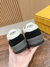 FENDI MATCH TRAINER IN BLACK MIX WHITE CALFSKIN AND HIGH-DENSIITY FABRIC