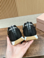 RUNNING SNEAKERS IN BLACK LAMBSKIN AND FABRIC ANTI-SLIP RUBBER SOLE