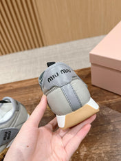 BALLET SHOES IN GRAY LAMBSKIN AND FABRIC ANTI-SLIP RUBBER SOLE