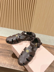 FISHERMAN BUCKLE SANDALS IN COCOA BROWN LAMBSKIN
