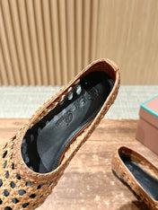 LP POINTED-TOE BALLET FLATS 25S IN LIGHT BROWN LAMBSKIN