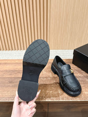 CHANEL 25S DOUBLE MONK STRAP PLEATED LOAFERS BLACK IN CALFSKIN
