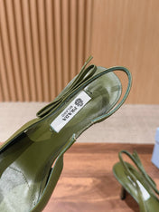 PRADA 26S SLINGBACK PUMPS IN OLIVE GREEN CALFSKIN