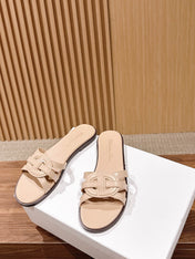 DIOR 26S SLIDE SANDALS IN BEIGE CLUB WOVEN CALFSKIN