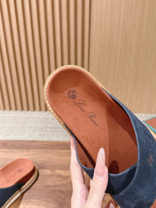 LP 26S CROSS STRAP SLIDES SANDAL IN NAVY BLUE SUEDE