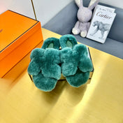 ORAN SHEARLING SANDALS TEAL GREEN