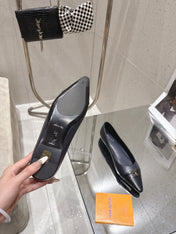 LV 26S POINTED TOE BALLET FLATS IN NAVY BLUE CALFSKIN