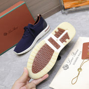 LP LADY FLEXY WALK SNEAKER NAVY BLUE AND ORANGE WOOL CALFSKIN