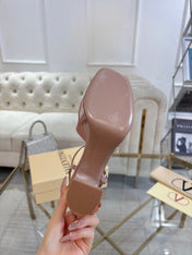 VALENTINO 26S PLATFORM SANDALS 110 MM IN NUDE GLOSSY CALFSKIN