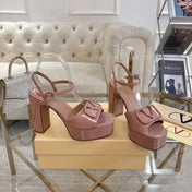 VALENTINO 26S PLATFORM SANDALS 110 MM IN NUDE GLOSSY CALFSKIN