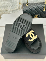 CLASSIC SLIPPERS THICK SOLE IN BLACK TWEED