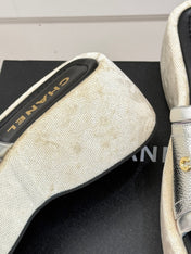 PLATFORM SLIPPERS IN SILVER LAMBSKIN