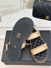 FLAT CHAIN HEART SANDAL IN BISQUE BEIGE LAMBSKIN