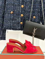 HIGH HEELS IN RED SUEDE AND LAMBSKIN