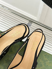 HIGH SLINGBACK 8.5 CM IN BLACK FABRIC WITH RHINESTONE EMBELLISHMENTS