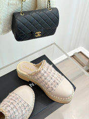 CC MULES 25SS 30 MM IN PASTEL PINK LAMBSKIN MIX TWEED