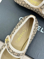 CC FLAT MARY JANE 25SS IN BEIGE EMBELLISHED WITH RHINESTONES