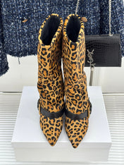 BALMAIN 25S ANTHEM BOOTS IN LEOPARD PRINT CALFSKIN
