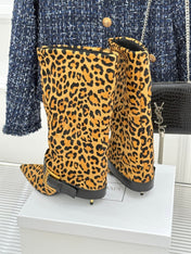 BALMAIN 25S ANTHEM BOOTS IN LEOPARD PRINT CALFSKIN