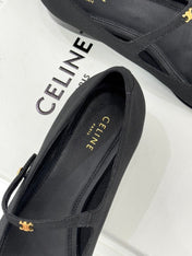 CELINE 26S MARY JANE SHOES IN BLACK FABRIC