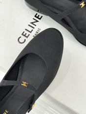 CELINE 26S MARY JANE SHOES IN BLACK FABRIC