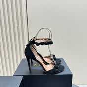 ALAIA HIGH HEEL SANDAL 10 CM IN BLACK SUEDE