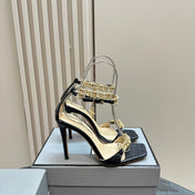 HIGH-HEELED SANDAL IN BLACK CALFSKIN