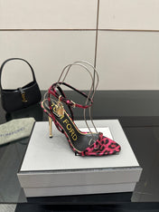 TOM FORD 26S HEELED SANDALS 100 MM IN LEOPARD PRINT CALFSKIN STYLE 5