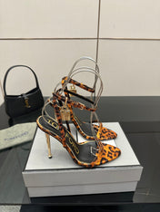 TOM FORD 26S HEELED SANDALS 100 MM IN LEOPARD PRINT CALFSKIN STYLE 4