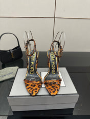 TOM FORD 26S HEELED SANDALS 100 MM IN LEOPARD PRINT CALFSKIN STYLE 4