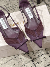 JIMMY CHOO 26S SLINGBACK HEELS 65 MM IN DEEP PURPLE FABRIC