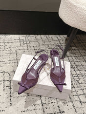 JIMMY CHOO 26S SLINGBACK HEELS 65 MM IN DEEP PURPLE FABRIC