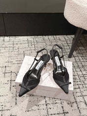 JIMMY CHOO 26S SLINGBACK HEELS 65 MM IN BLACK FABRIC