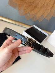 CELINE 26S BELT 25 MM IN BLACK CALFSKIN 631343