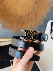 CELINE 26S BELT 25 MM IN BLACK CALFSKIN 631343