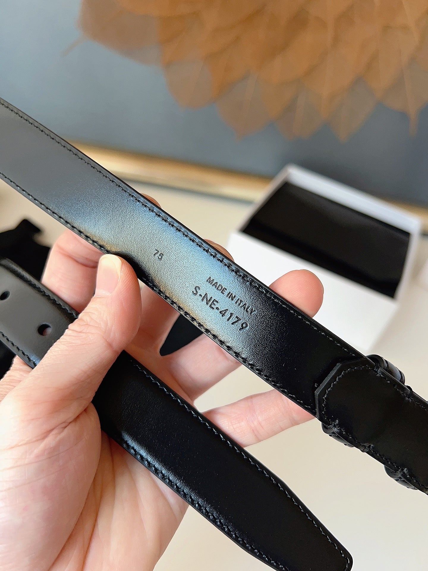 CELINE 26S BELT 25 MM IN BLACK CALFSKIN 631343