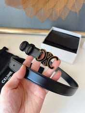 CELINE 26S BELT 25 MM IN BLACK CALFSKIN 631343