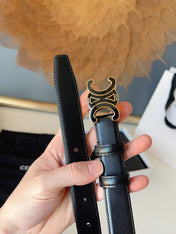 CELINE 26S BELT 25 MM IN BLACK CALFSKIN 631343