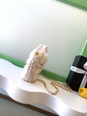 CHANEL 25S BOW BAG 26 IN CREAM WHITE TWEED WITH GOLD HARDWARE
