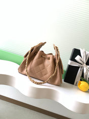 CHANEL 25S HOBO BAG 22 IN BEIGE BROWN CAVIAR LEATHER WITH GOLD HARDWARE