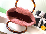 CHANEL 26S HAND BAG LARGE 32 IN PINK SUEDE GOLD HARDWARE
