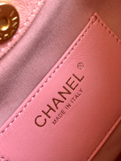 CHANEL 26S HAND BAG LARGE 32 IN PINK SUEDE GOLD HARDWARE